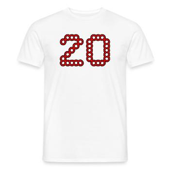 20. 20 YEARS. 20th ANNIVERSARY. 20 YEARS ANNIVERSARY. - Men's T-Shirt - white - Front - AI Model Male 178 dark (178cm)
