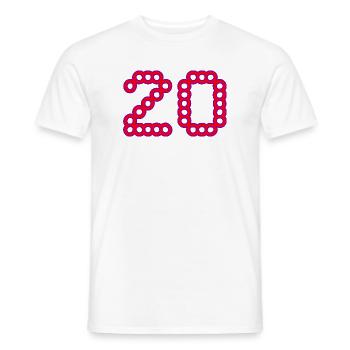 20. 20 YEARS. 20th ANNIVERSARY. 20 YEARS ANNIVERSARY. - Men's T-Shirt - white - Front - AI Model Male 178 dark (178cm)