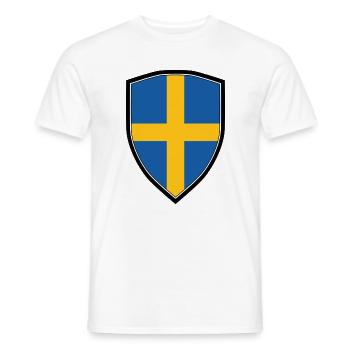 SWEDEN FLAG SHIELD - Männer T-Shirt - Weiß - Vorne - AI Model Male 178 dark (178cm)