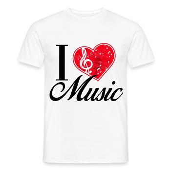 I love Music - Herz mit Notenschlüssel - Männer T-Shirt - Weiß - Vorne - AI Model Male 178 dark (178cm)