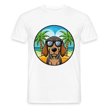 Black And Tan Coonhound Dog Breed Cartoon Beach - Men's T-Shirt - white - Front - AI Model Male 178 dark (178cm)
