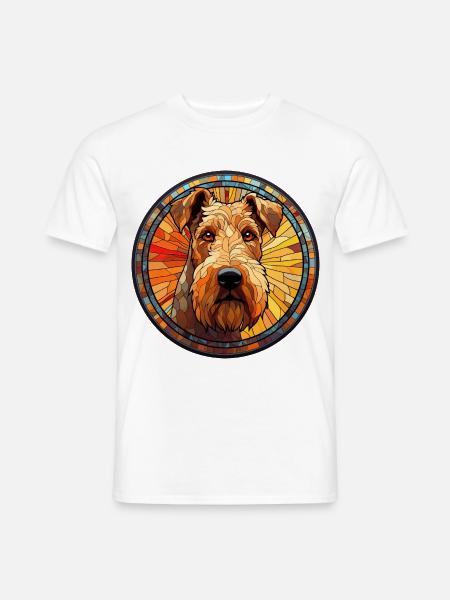 Airedale Terrier Hunderasse Aquarellglas - Männer T-Shirt - Weiß