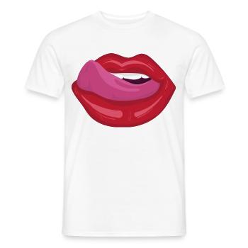 Rote Lippen mit Zunge - Sexy Kussmund Pop Art - Männer T-Shirt - Weiß - Vorne - AI Model Male 178 dark (178cm)