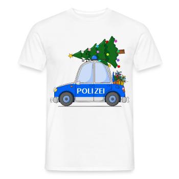 Polizeiauto Weihnachten - Männer T-Shirt - Weiß - Vorne - AI Model Male 178 dark (178cm)