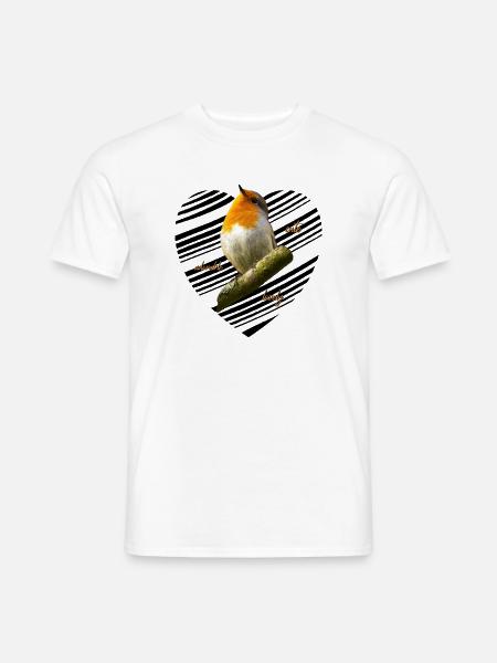 Rotkehlchen Singvogel - Männer T-Shirt - Weiß