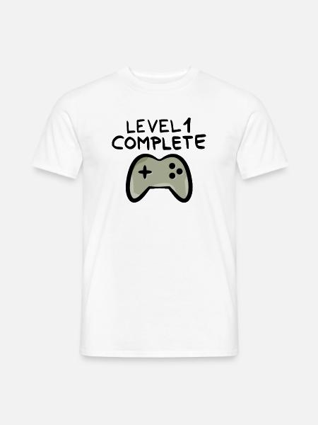 Level 1 complete 1 Geburtstag Spielkonsole - Männer T-Shirt - Weiß