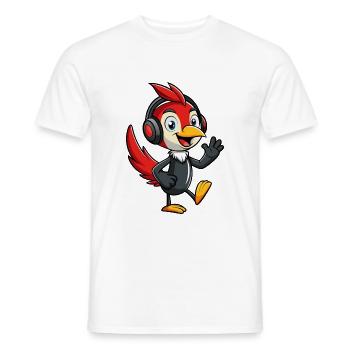 Woodpecker Lustige Zeichentrickfigur Kopfhörermusik - Männer T-Shirt - Weiß - Vorne - AI Model Male 178 dark (178cm)