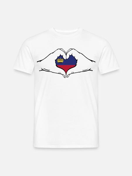 Liechtenstein Flagge Herzform - Männer T-Shirt - Weiß