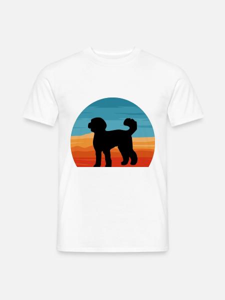 Labradoodle Hundeliebhaber Silhouette Vintage Sonnenuntergang - Männer T-Shirt - Weiß
