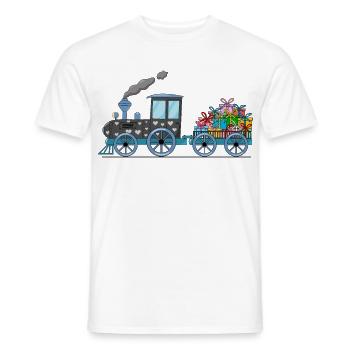 Children's train railway with trailer - Men's T-Shirt - white - Front - AI Model Male 178 dark (178cm)