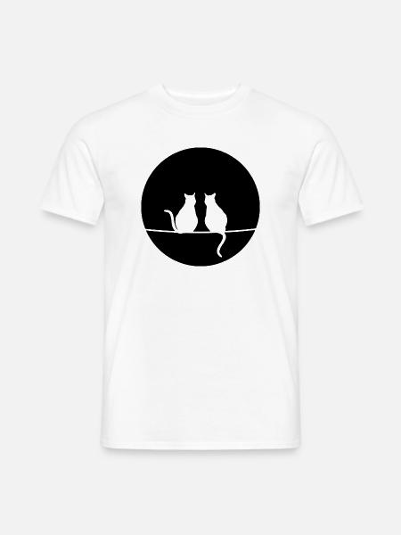 Katzen im Mondschein - Männer T-Shirt - Weiß