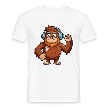 Big Foot Funny Cartoon Character Headphone Music - Men's T-Shirt - white - Front - AI Model Male 178 dark (178cm)