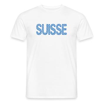 SUISSE. HUMOUR. PAYS. DRAPEAU - T-shirt homme - blanc - Devant - AI Model Male 178 dark (178cm)