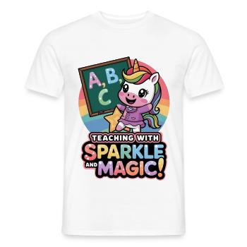 Teaching With Sparkle And Magic! - Men's T-Shirt - white - Front - AI Model Male 178 dark (178cm)