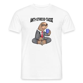 Anti Stress Tasse Faultier Kaffee Büroleben - Männer T-Shirt - Weiß - Vorne - AI Model Male 178 dark (178cm)