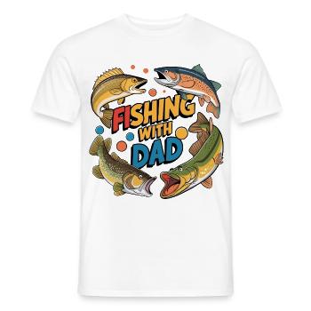 Fishing with dad with colorful fish - Men's T-Shirt - white - Front - AI Model Male 178 dark (178cm)