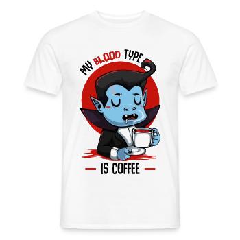 Blood Coffee Vampire Cartoon - Men's T-Shirt - white - Front - AI Model Male 178 dark (178cm)