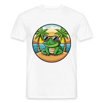 Frosch Lustige Cartoon Sommer Strand Sonnenbrille Aufkleber - Männer T-Shirt - Weiß - Vorne - AI Model Male 178 dark (178cm)
