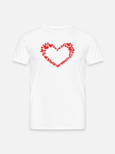 Herz Design mit vielen Herzchen Rot - Männer T-Shirt - Weiß