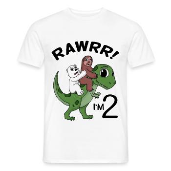 Ich bin 2 Dinosaurier Geburtstag Kindergeburtstag - Männer T-Shirt - Weiß - Vorne - AI Model Male 178 dark (178cm)
