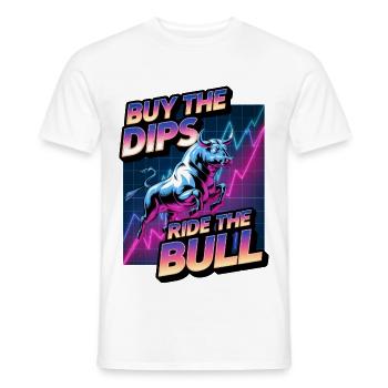 Buy The Dips Ride The Bull - Men's T-Shirt - white - Front - AI Model Male 178 dark (178cm)