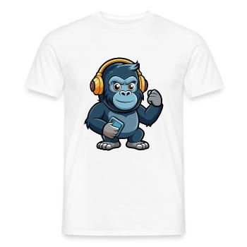 Gorilla Lustige Zeichentrickfigur Kopfhörer Musik - Männer T-Shirt - Weiß - Vorne - AI Model Male 178 dark (178cm)