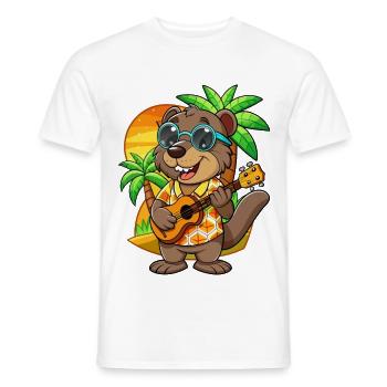 Lustige Biber Cartoon Sommer Strand Sonnenbrille - Männer T-Shirt - Weiß - Vorne - AI Model Male 178 dark (178cm)