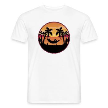 Hammock des palmiers Coucher du soleil - T-shirt homme - blanc - Devant - AI Model Male 178 dark (178cm)