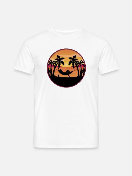Palm Trees Hammock Sunset - Men's T-Shirt - white