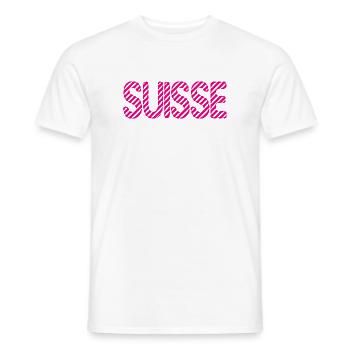 SUISSE. PAYS. GENEVE. HUMOUR. DRAPEAU. GENEVE - T-shirt homme - blanc - Devant - AI Model Male 178 dark (178cm)