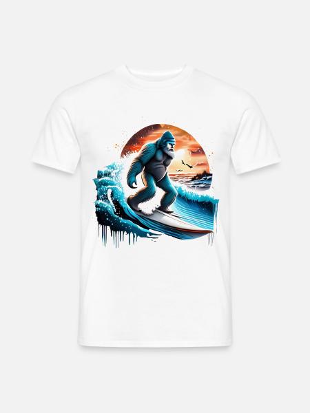 Big Foot Surfen - Männer T-Shirt - Weiß