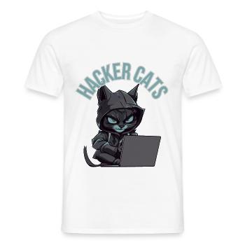 Hacker cats - Männer T-Shirt - Weiß - Vorne - AI Model Male 178 dark (178cm)