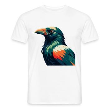 Crow Cartoon Character Colorful Pet Animal - Men's T-Shirt - white - Front - AI Model Male 178 dark (178cm)