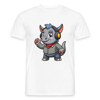 Rhino Lustige Zeichentrickfigur Kopfhörer Musik - Männer T-Shirt - Weiß - Vorne - AI Model Male 178 dark (178cm)