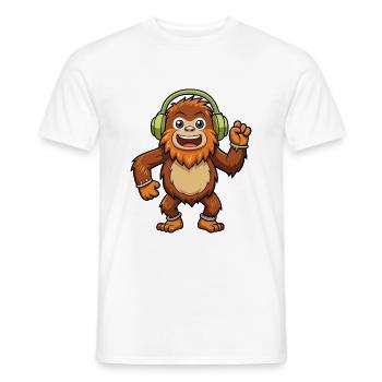 Big Foot Funny Cartoon Character Headphone Music - Men's T-Shirt - white - Front - AI Model Male 178 dark (178cm)