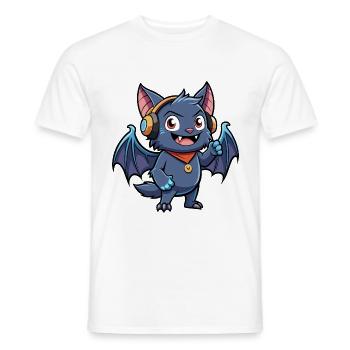Fledermaus Lustige Zeichentrickfigur Kopfhörer Musik - Männer T-Shirt - Weiß - Vorne - AI Model Male 178 dark (178cm)
