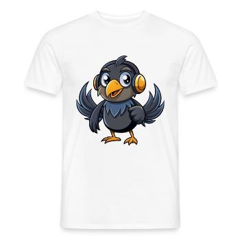 Krähe Lustige Zeichentrickfigur Kopfhörer Musik - Männer T-Shirt - Weiß - Vorne - AI Model Male 178 dark (178cm)