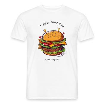 i love u and burger - Männer T-Shirt - Weiß - Vorne - AI Model Male 178 dark (178cm)