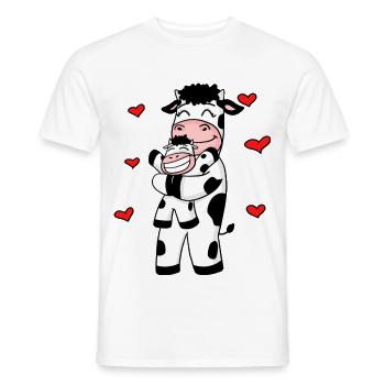 Kuh Familie Bauernhof Kühe Herz Geschenk - Männer T-Shirt - Weiß - Vorne - AI Model Male 178 dark (178cm)