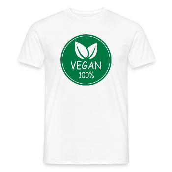 vegan 100% - Männer T-Shirt - Weiß - Vorne - AI Model Male 178 dark (178cm)