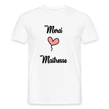 MISTRESS. THANK YOU. THANK YOU MISTRESS - Men's T-Shirt - white - Front - AI Model Male 178 dark (178cm)
