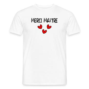 MAÎTRE. MAITRE. MERCI. MERCI MAÎTRE. MAITRE - T-shirt homme - blanc - Devant - AI Model Male 178 dark (178cm)