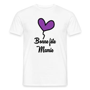BONNE FÊTE MAMIE - T-shirt homme - blanc - Devant - AI Model Male 178 dark (178cm)