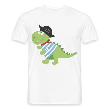 Dino Pirat Piratenkostüm Halloween Karneval Jungen - Männer T-Shirt - Weiß - Vorne - AI Model Male 178 dark (178cm)
