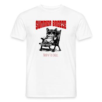Summer Breeze - Entspannte Katze im Sonnenstuhl - Männer T-Shirt - Weiß - Vorne - AI Model Male 178 dark (178cm)