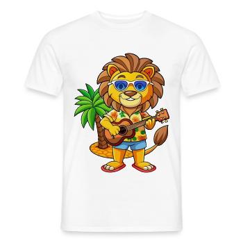 Funny Lion Summer Beach Sunglasses Hawaiian - Men's T-Shirt - white - Front - AI Model Male 178 dark (178cm)