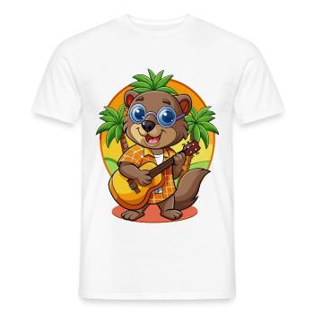 Lustige Biber Cartoon Sommer Strand Sonnenbrille - Männer T-Shirt - Weiß - Vorne - AI Model Male 178 dark (178cm)