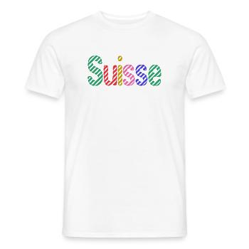 SUISSE. HUMOUR. PAYS. DRAPEAU. GENEVE. LAUSANNE - T-shirt homme - blanc - Devant - AI Model Male 178 dark (178cm)