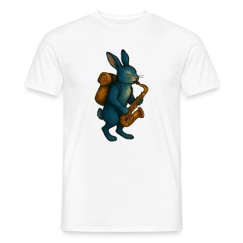 Lapin Bleu avec Saxophone - T-shirt homme - blanc - Devant - AI Model Male 178 dark (178cm)