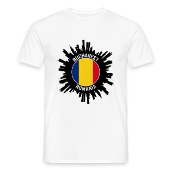 Bukarest Skyline Rumänien Flagge Reise Souvenir - Männer T-Shirt - Weiß - Vorne - AI Model Male 178 dark (178cm)